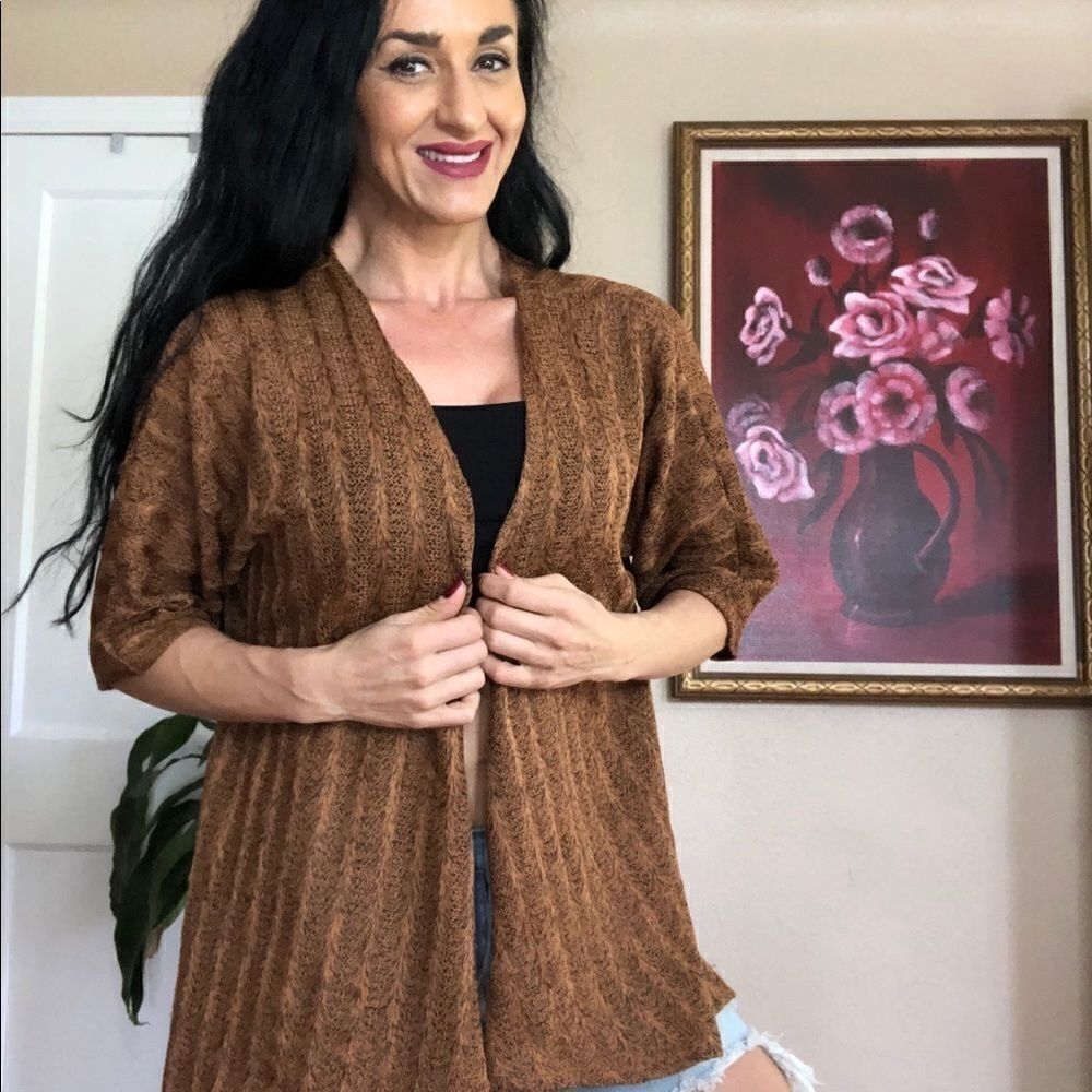 Lularoe short sleeve light cardigan brown